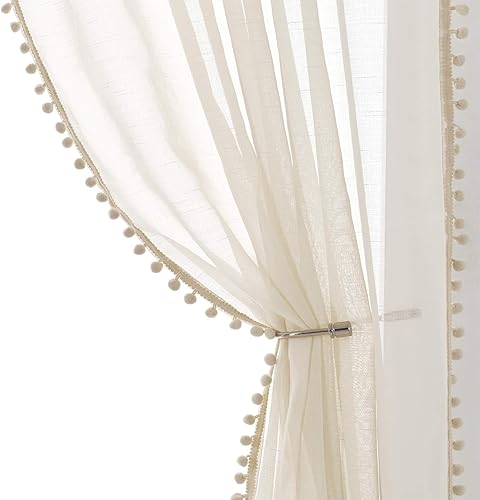 Treatmentex - Cortinas translúcidas con borlas