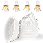 4 Pack Small Woven Basket with Handles, All 12x 8x 5, Cotton Rope Room Shelf Storage Basket, Cat Toys, Cute Baby Gift Basket with Gift Bags and Ribbons for Nursery, Empty Decorative Gift Chest Box
