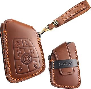 HIBEYO Funda para llave de coche keyless compatible con Buick Avenir GL8 Century 2023, funda para llaves, llavero, accesorios de coche, color marrón