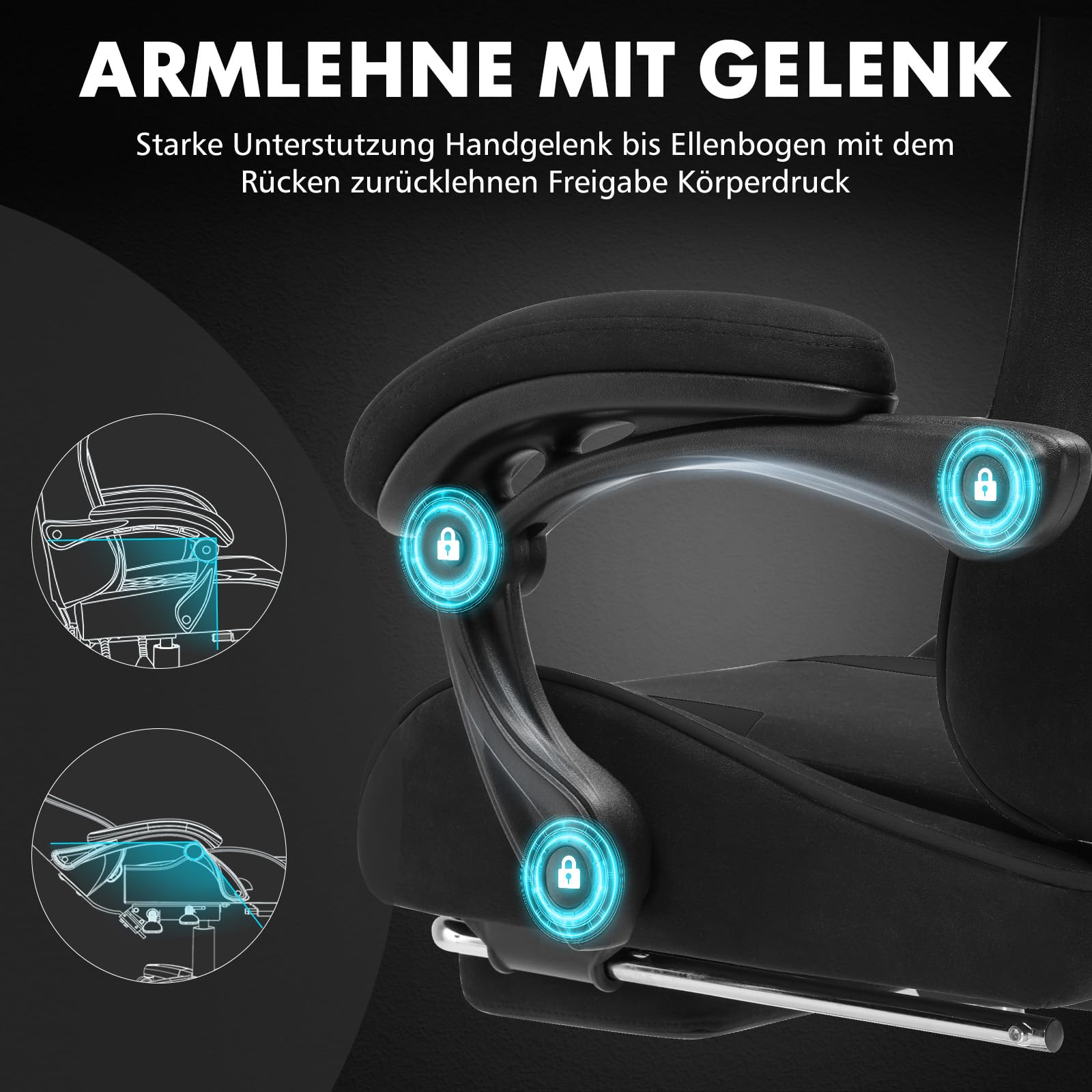 GTPLAYER Sedia da gioco, sedia da ufficio, sedia ergonomica, sedia da gioco, con supporto per massaggi, sedie task con poggiapiedi e poggiatesta, tessuto nero