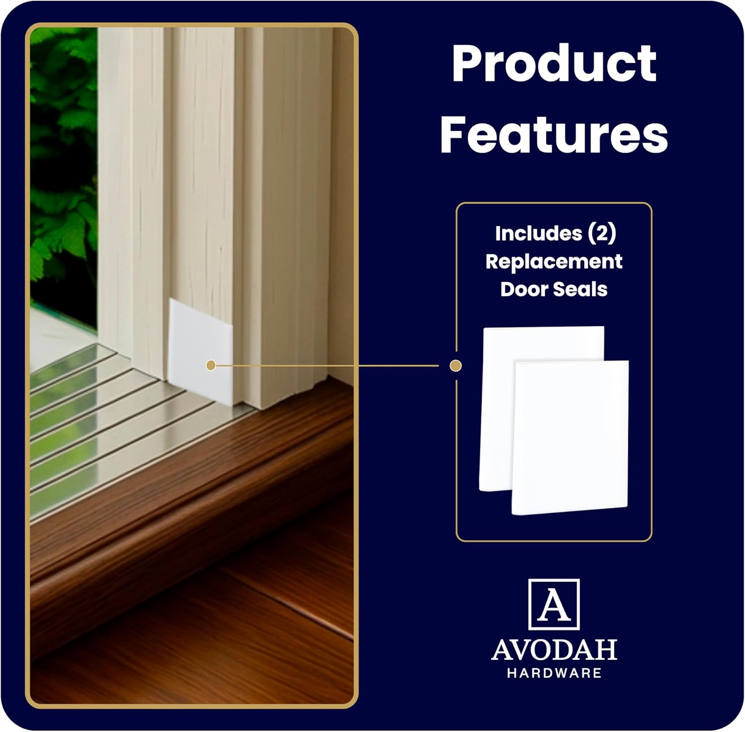 6-9/16 Inch Door Frame Repair Kit with Solid Wood, Pre-Grooved Weatherstrip Channel, 5° Threshold Cut and 2 White Corner Seals, Standard 11-3/4 x 6-9/16 Replacement for Inswing Doors Avodah Hardware