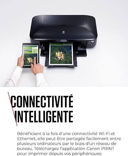 Canon PIXMA iX6850 Imprimante WiFi (Noire) 5 Encres - Imprimante Multifonction de Bureau Hautement Performante - Impressions A3+ de Qualité Pro - Connectivité Wi-FI-Ethernet - Imprimante Jet d’Encre - 4