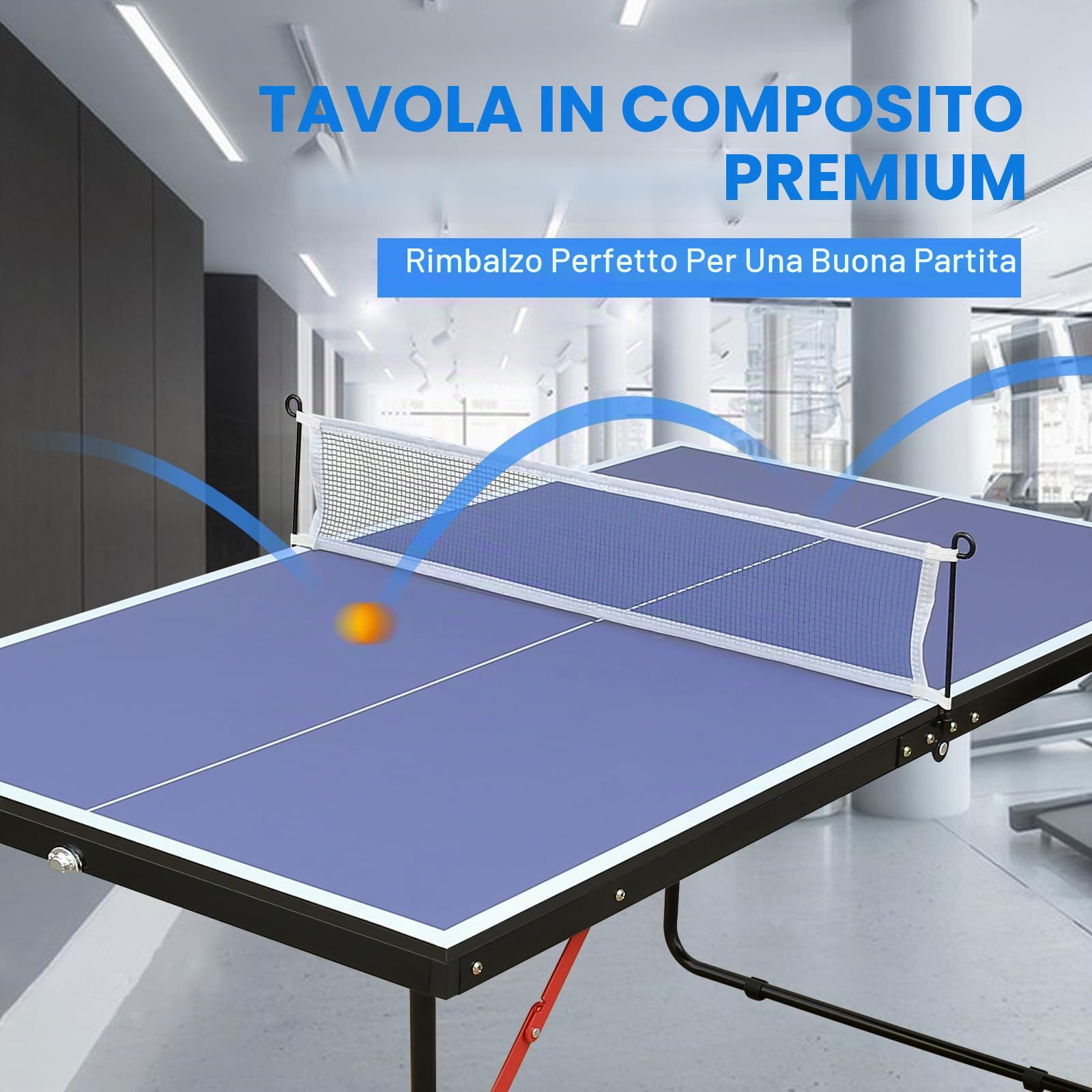 Generic KKB Sport - Tavolo da ping pong pieghevole da 1,5 m, portatile, per interni ed esterni, tavolo da ping pong di medie dimensioni con 2 pagaie, 3 palline e rete