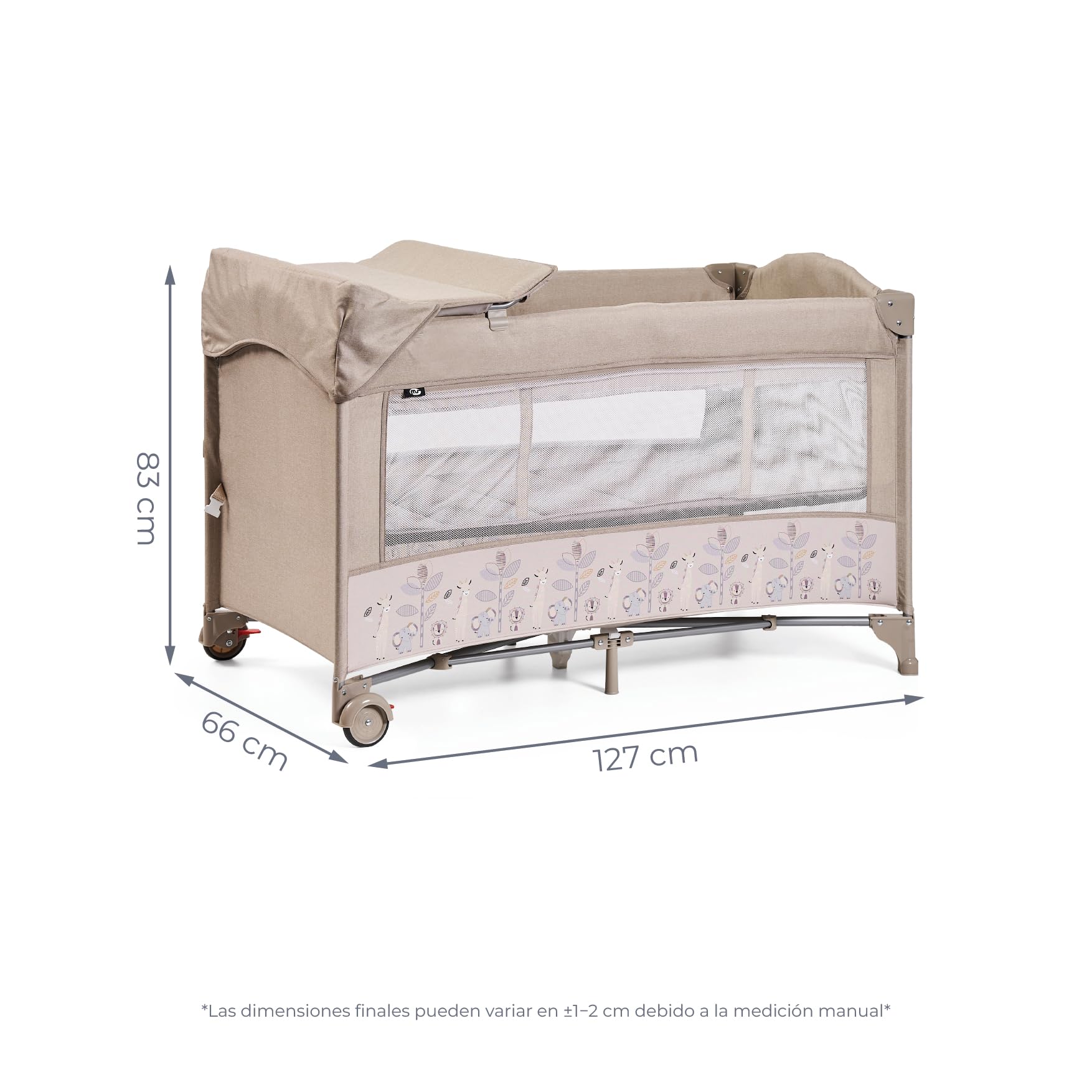 ms BabyWorld – Oxford – Cuna de Viaje y Colecho 2 en 1 | Altura Regulable | Cambiador Incorporado | Mosquitera Incluida | Plegable y Transportable | Unisex | Fácil Montaje y Compacta (Beige)