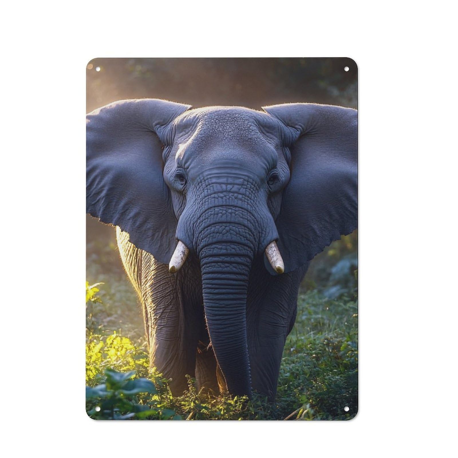 Elephant in The Jungle Rustic Metal Wall Sign 40x30cm for Garage Or Workshop, for Garage Decor Fans, for Retro Home Interiors