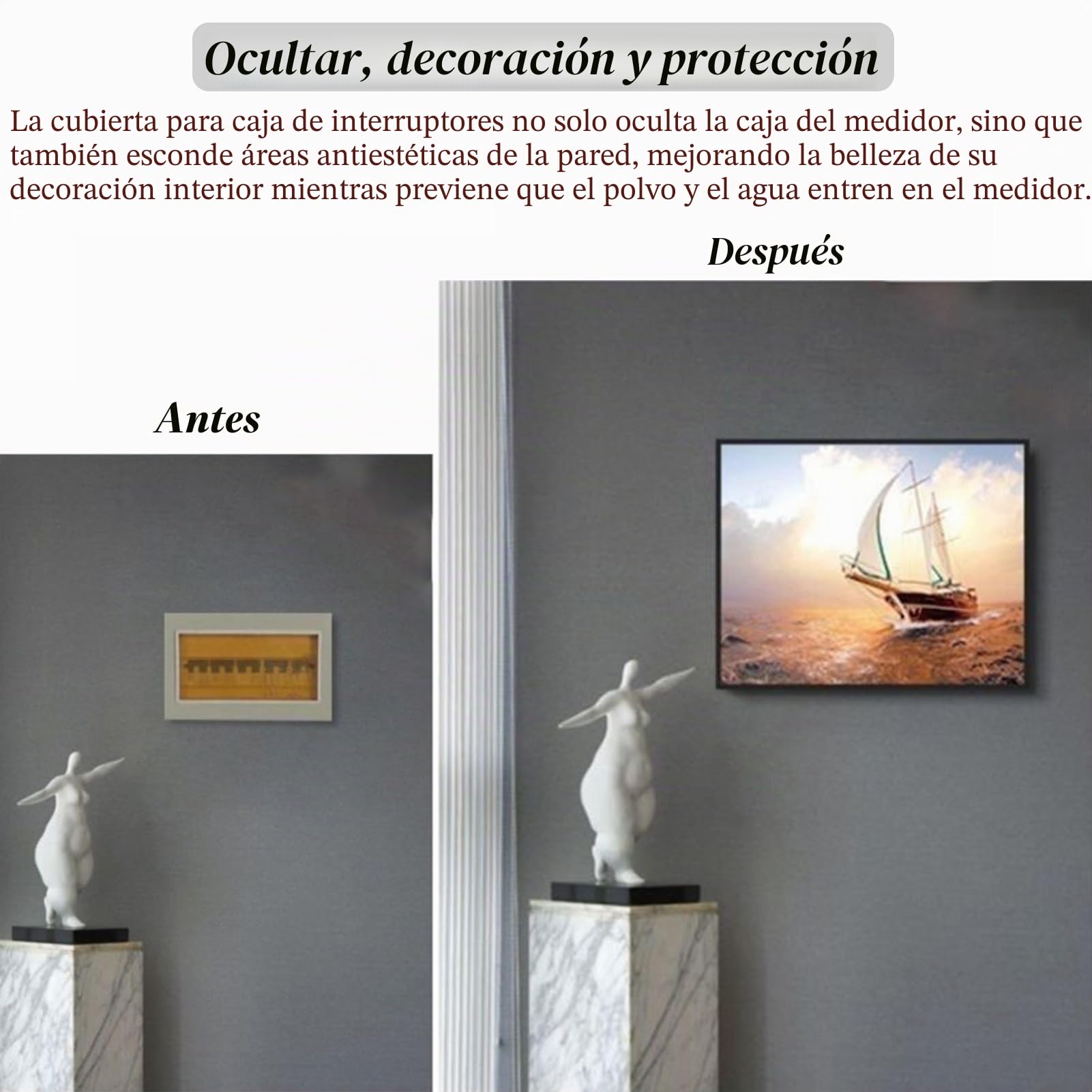 Tapa Cuadro Electrico Panel Eléctrico de Madera en Blanco, Cubierta de Caja de Medidor Eléctrico Multicolor, Tapa Protectora para Colgar en la Pared, Cubiertas de Panel de Disyuntor Vertical(White,60c