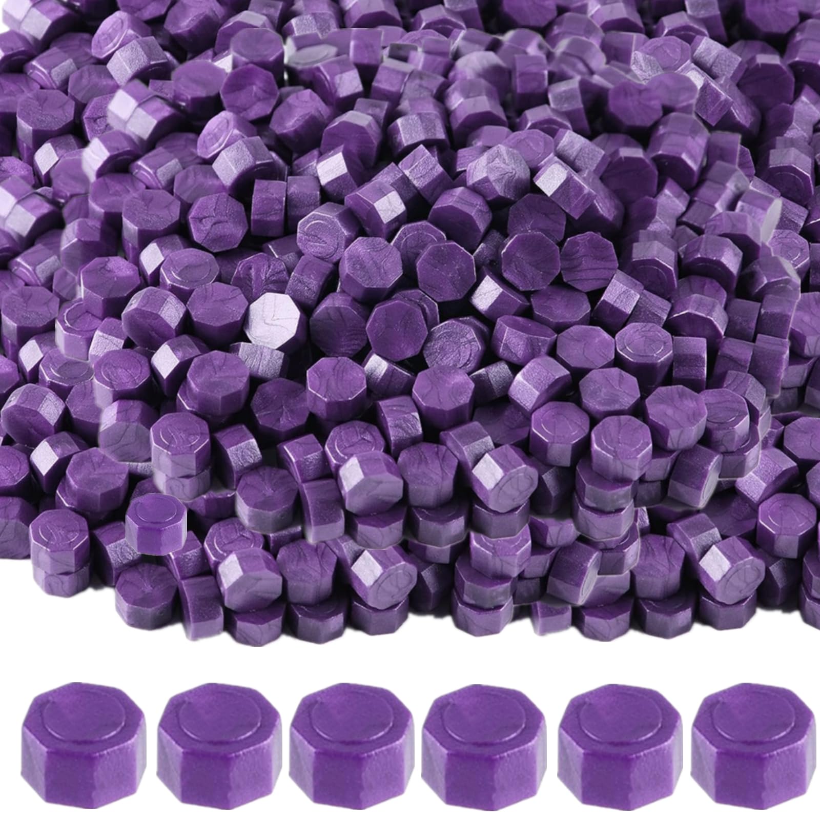 ONWINPOR 720Pcs Purple Resin Wax Sealing Beads, 0.55lb Octagon Wax Seal Beads for Wax Seal Stamp, Cards, Wedding Invitations, Wine Packages, Gift Wrapping, Letter Sealing