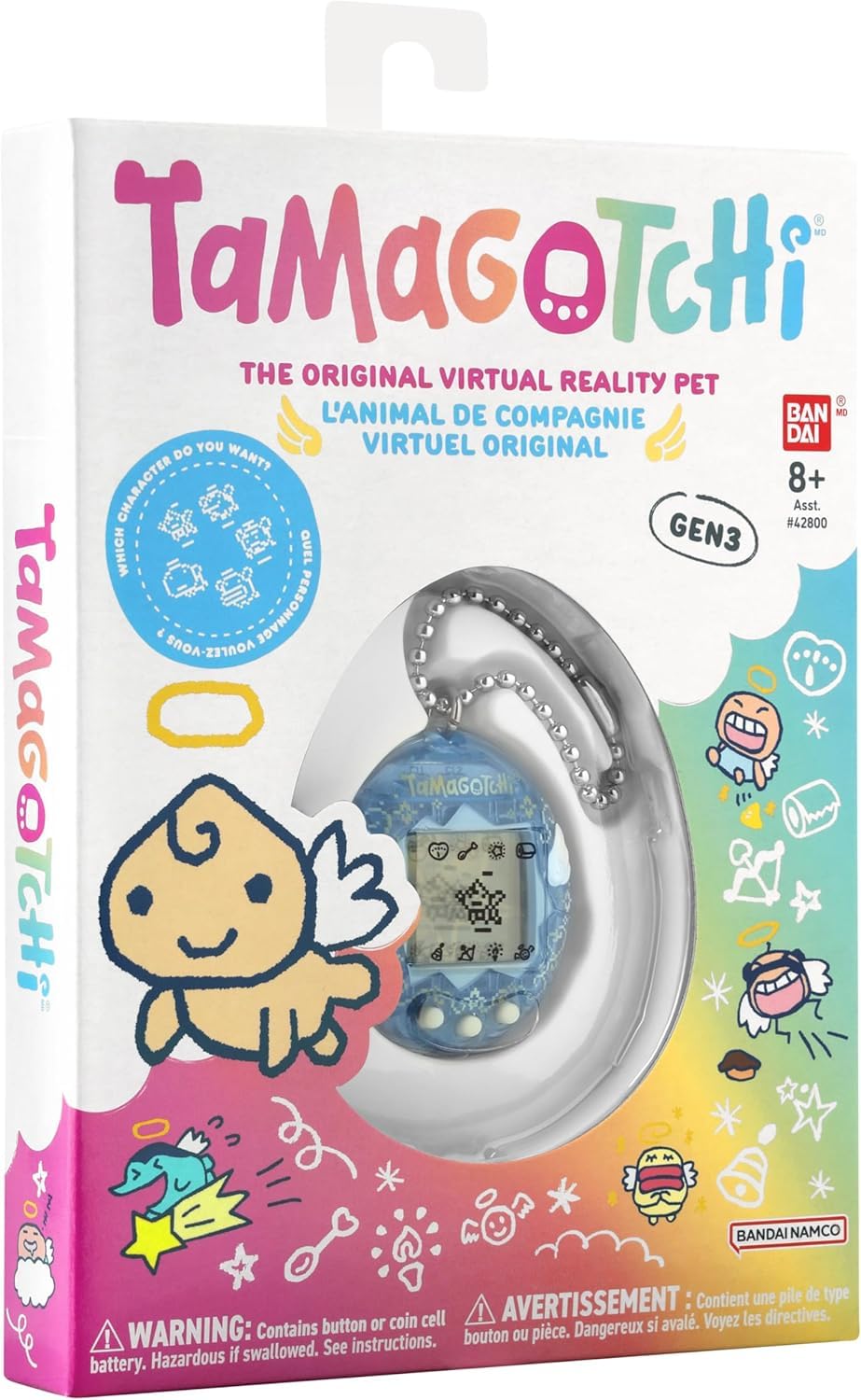 BANDAI Tamagotchi Angel Mascota Virtual Sky, Multicolor 42990 | Conviértete en su ángel guardián: aliméntalo, cuídalo, Juega y ayúdalo a evolucionar. ¡Una Mascota Celestial! +8 años — view 9