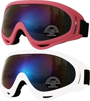 2-Pack Ski Goggles Snow Sports Goggles Motocycle Glasses for men women youth kids boys and gilrs