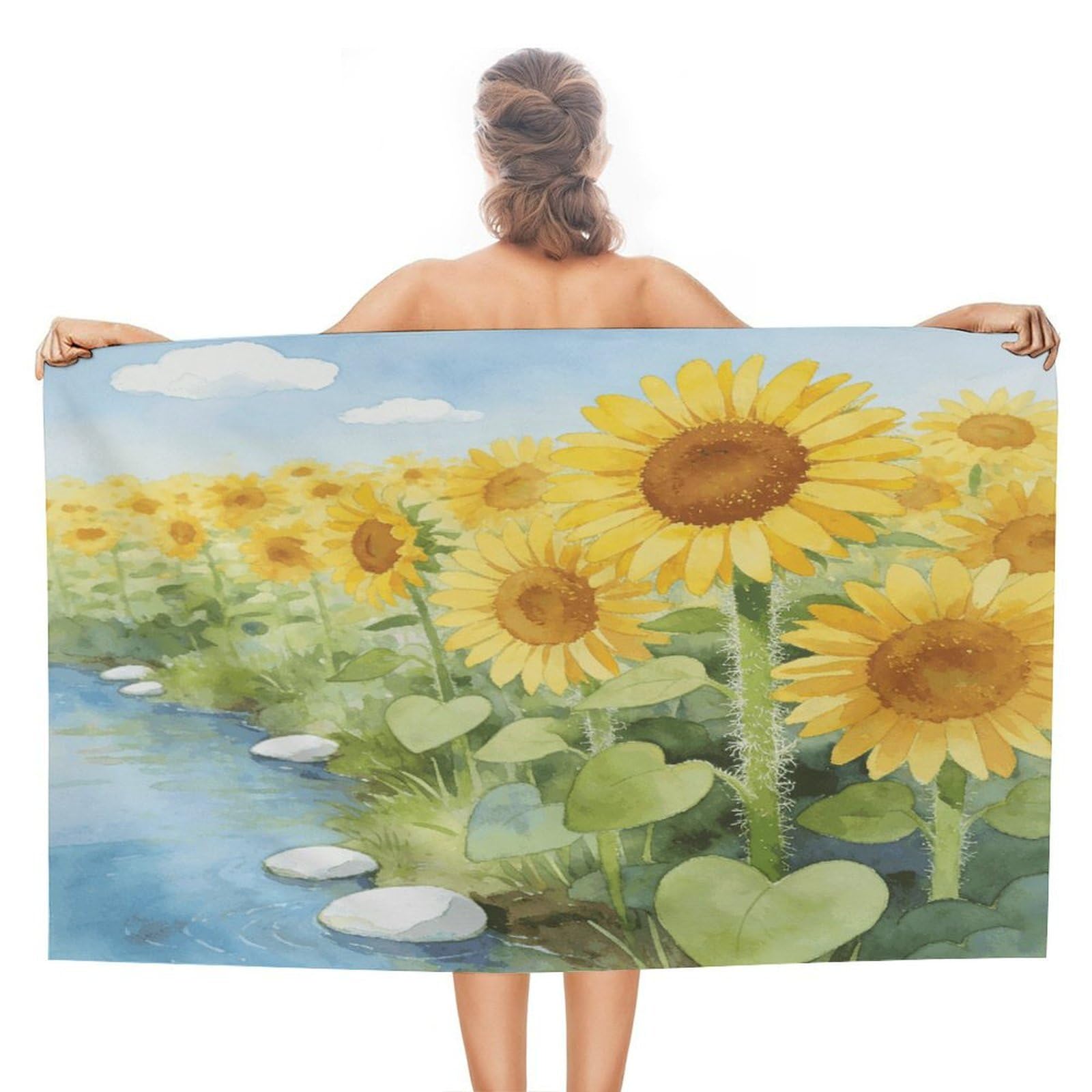 VstaDank The Summer Stream is Warming Bath Towel Stylish Double-Faced Pile Travel Towel Soft Absorbent Beach Towel for Pool Swim Sports Camping Adults Gift 51X31 Inch
