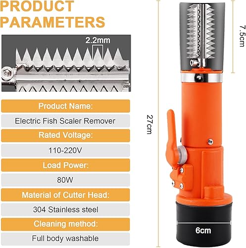Miniatura 2 de Removedor eléctrico de pescado, potente raspador de pescado, juego de limpiador de escamas de pescado inalámbrico, raspador automático recargable,
