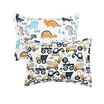 ALVABABY Toddler Pillowcases 2 Pack Organic Cotton Kids Pillow Cover Fit 13x 18 or 12x16 Envelope for Girl Boy Sleepy Travel