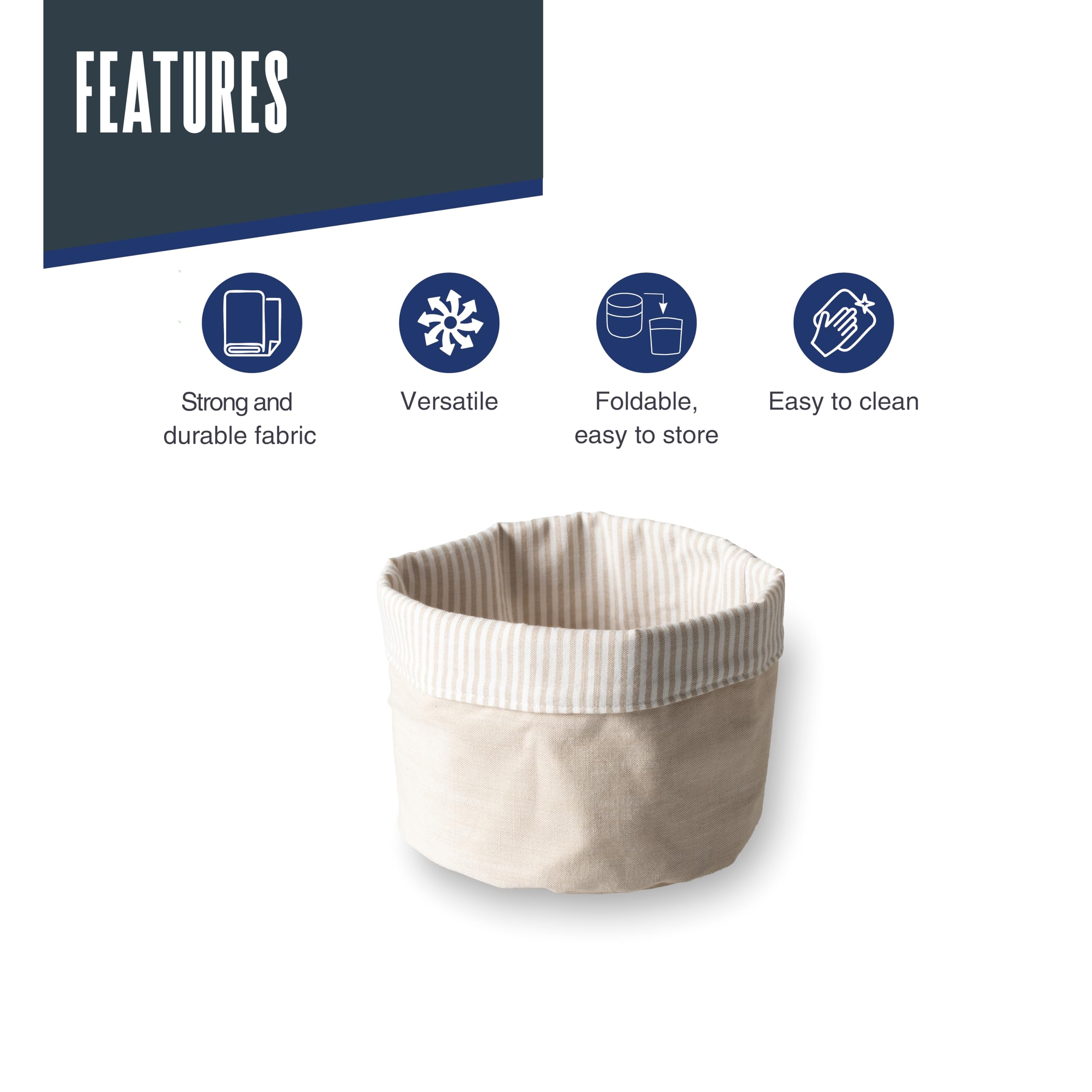 LACOR - 60090 - Corbeille à pain crème, Coton, Viscose, Usinable, Pliable, Polyvalent, Réversible, Empilable, Polyester, Ø 20 cm (Lot de 6)