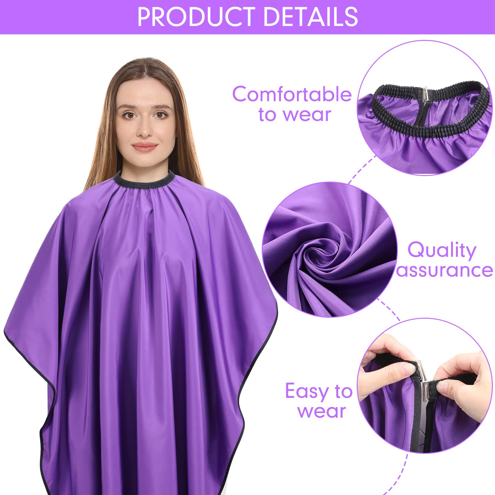 '6 Pcs Professional Waterproof Hair Styling Cape Salon Barber Cape Hairdresser Haircuting Cape Adjustable Size, 47'' x 59'''