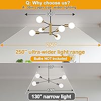 Vista 4 de Lámpara de araña de 30 pulgadas, lámpara de comedor de 6 luces, moderna Sputnik de color dorado cepillado y negro, lámpara de mediados de siglo
