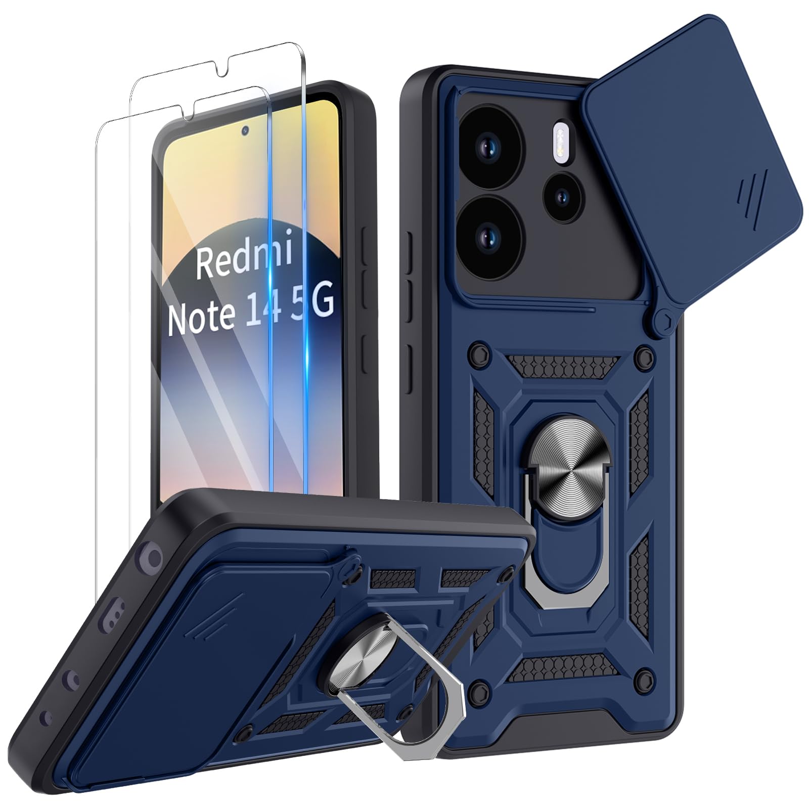 MEMELOKA Cover per Xiaomi 14T e 2 Pezzi Vetro Temperato, Trasparente