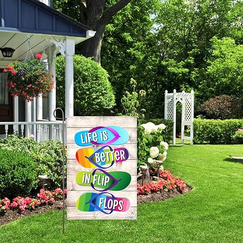 Miniatura 7 de Bandera de jardín de verano de 12 x 18 pulgadas, letrero de doble cara para playa y piscina, decoración de fiesta, decoración de temporada rústica