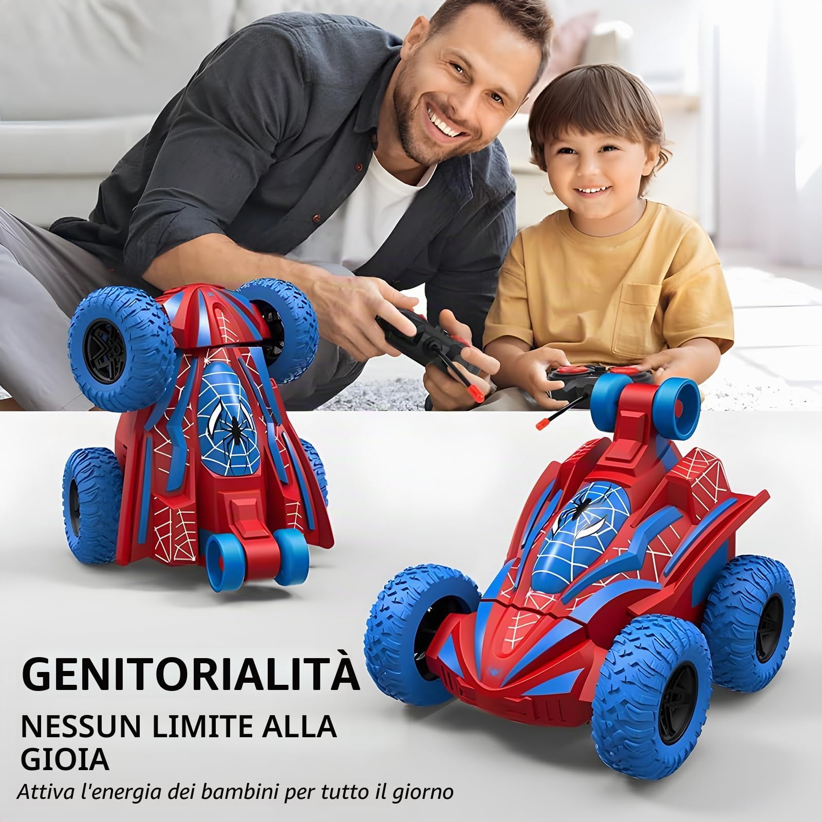 Macchina Telecomandata per Bambini, Mini Macchina Telecomandata Spider Acrobatica per Bambini, 360° Doppio Lato Monster Truck per Ragazzi di 3-10 Anni, Compleanno Regali di Natale Giocattoli