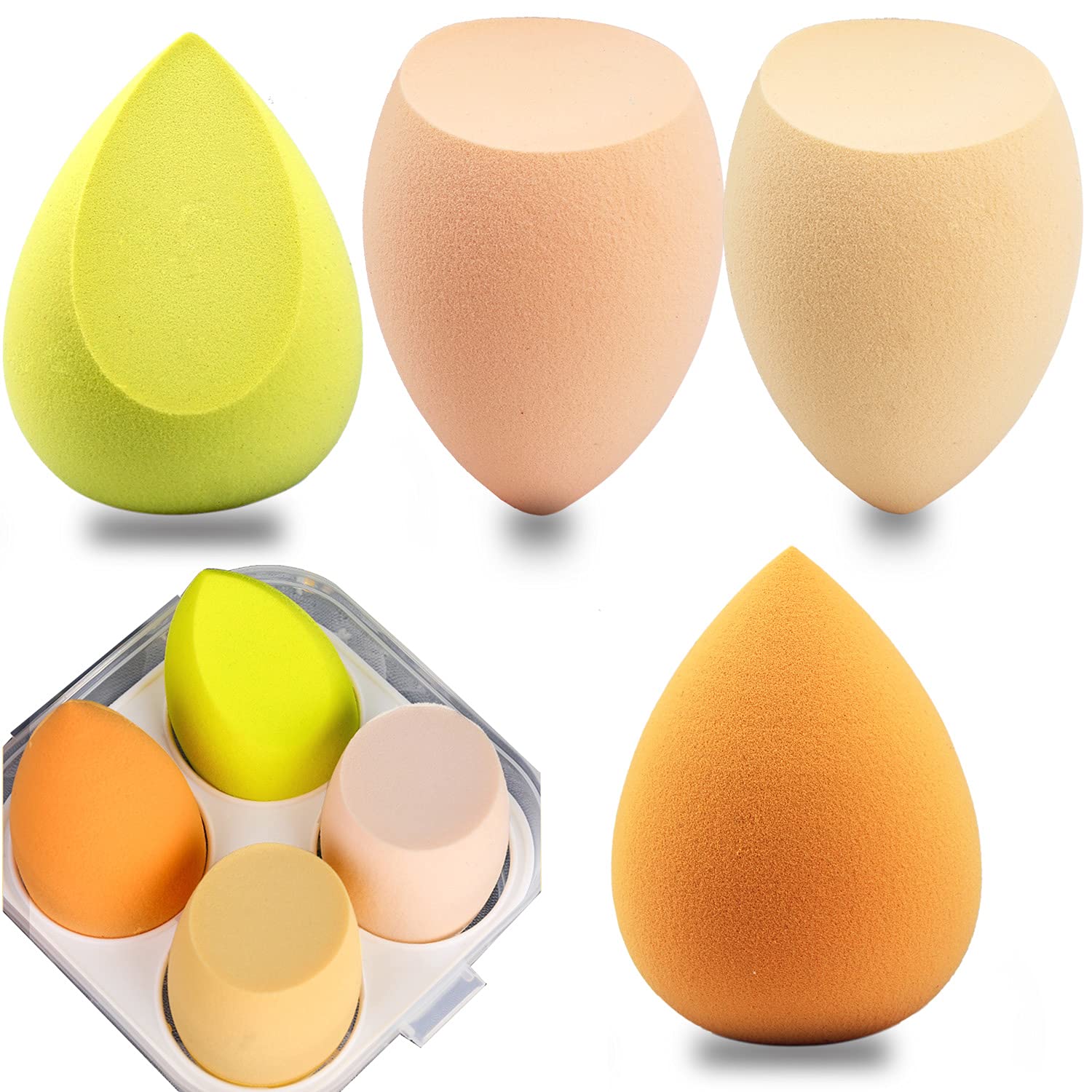 4 Pcs Makeup Sponge Set, Soft Sponge For Liquid Foundation, Creams, and Powders，Latex Free Wet and Dry Makeup Egg (Pink Series) : Everything Else