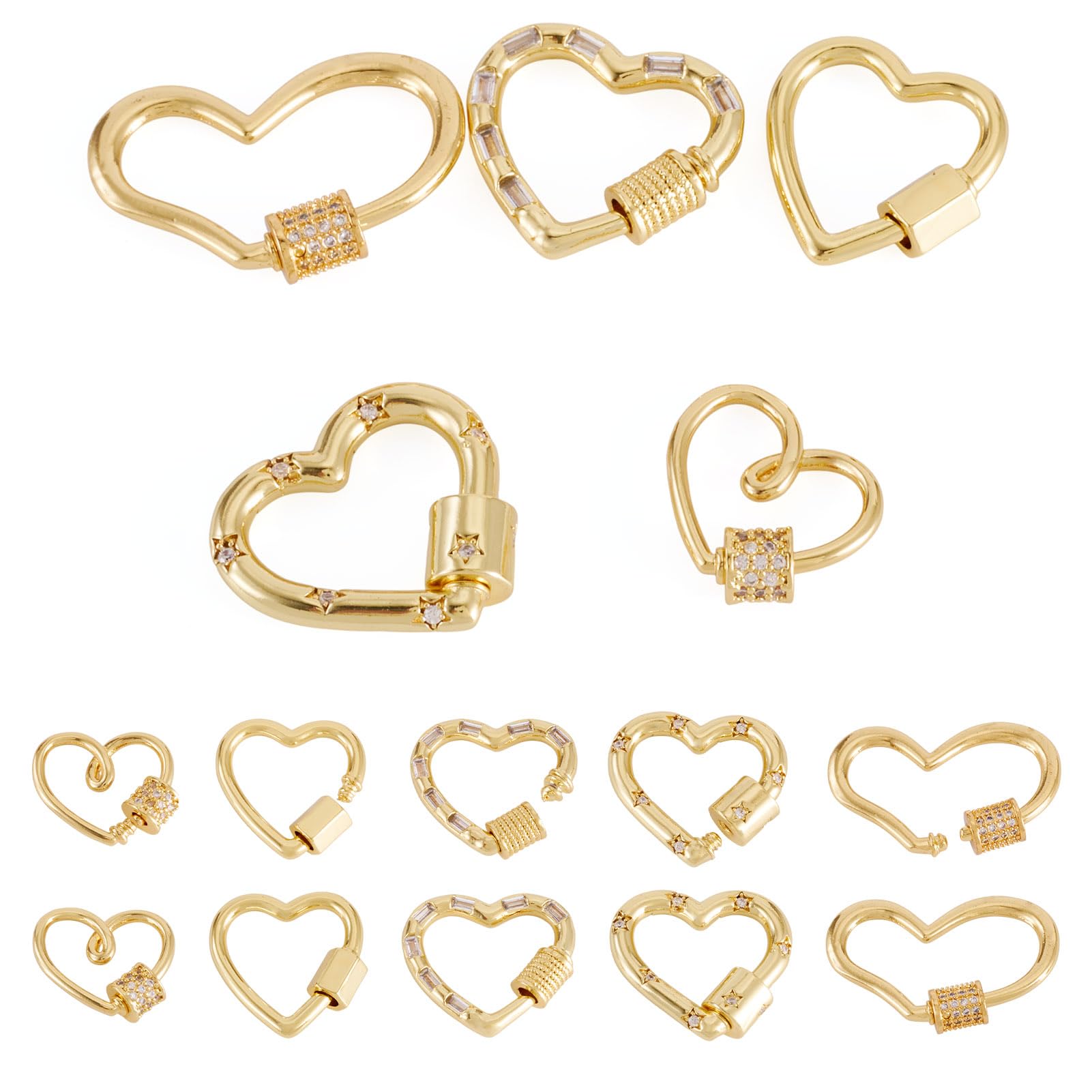 Mousquetons à vis en laiton dorés avec oxydes de zirconium pour bijoux raffinés