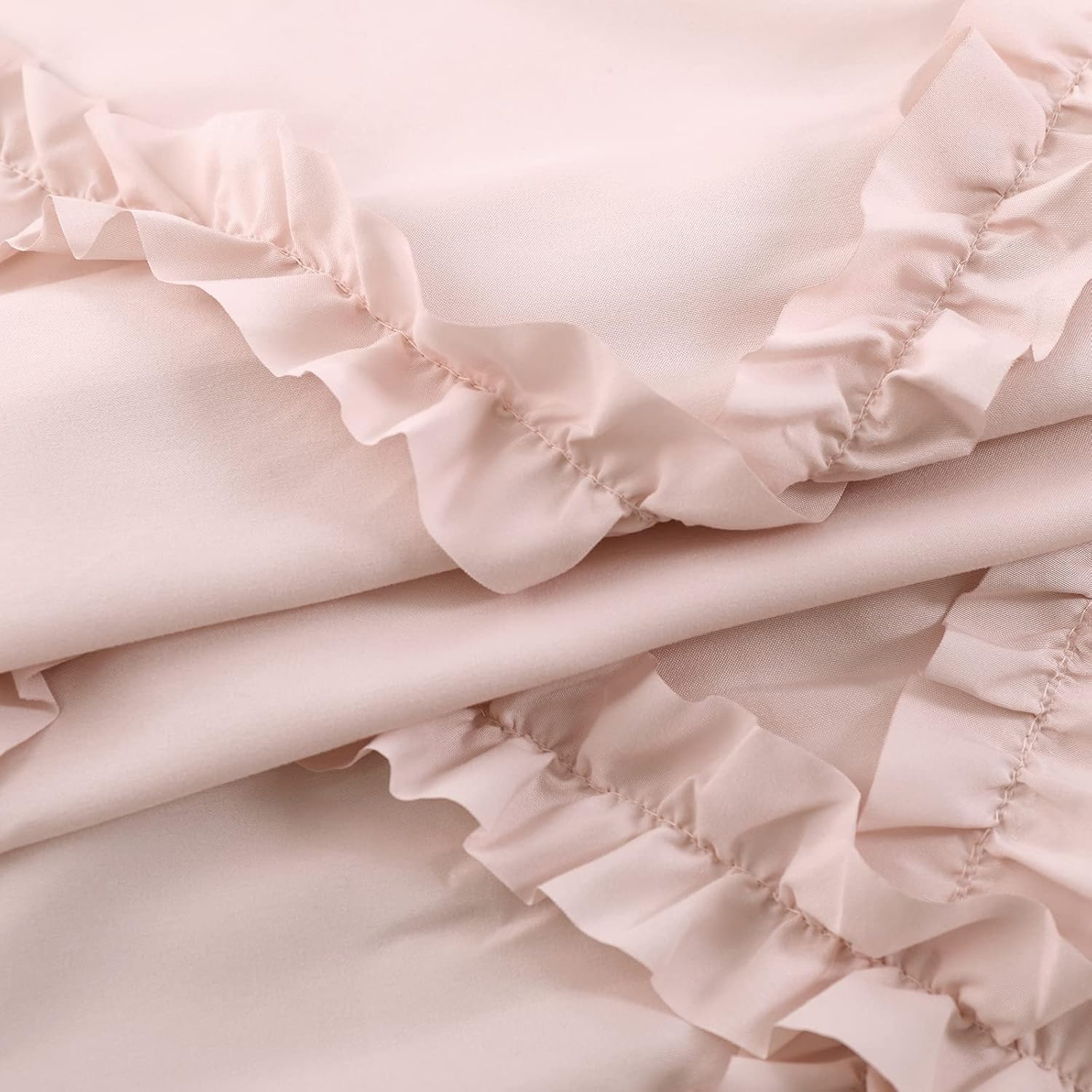 Blush Ruffle Diamond Fabric Shower Curtain for Bathroom | Farmhouse Rustic Style 72’’x72’’