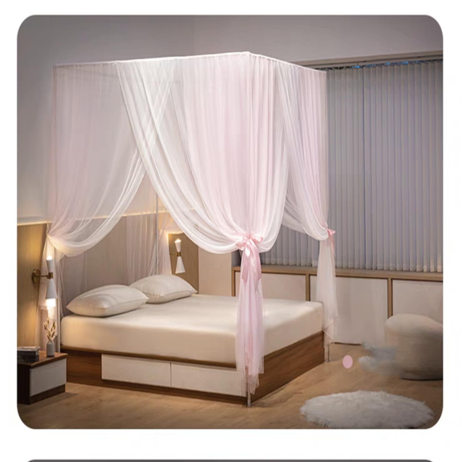 Cama con mosquitero y dosel de acero inoxidable para eliminar mosquitos y regular luz en el somier