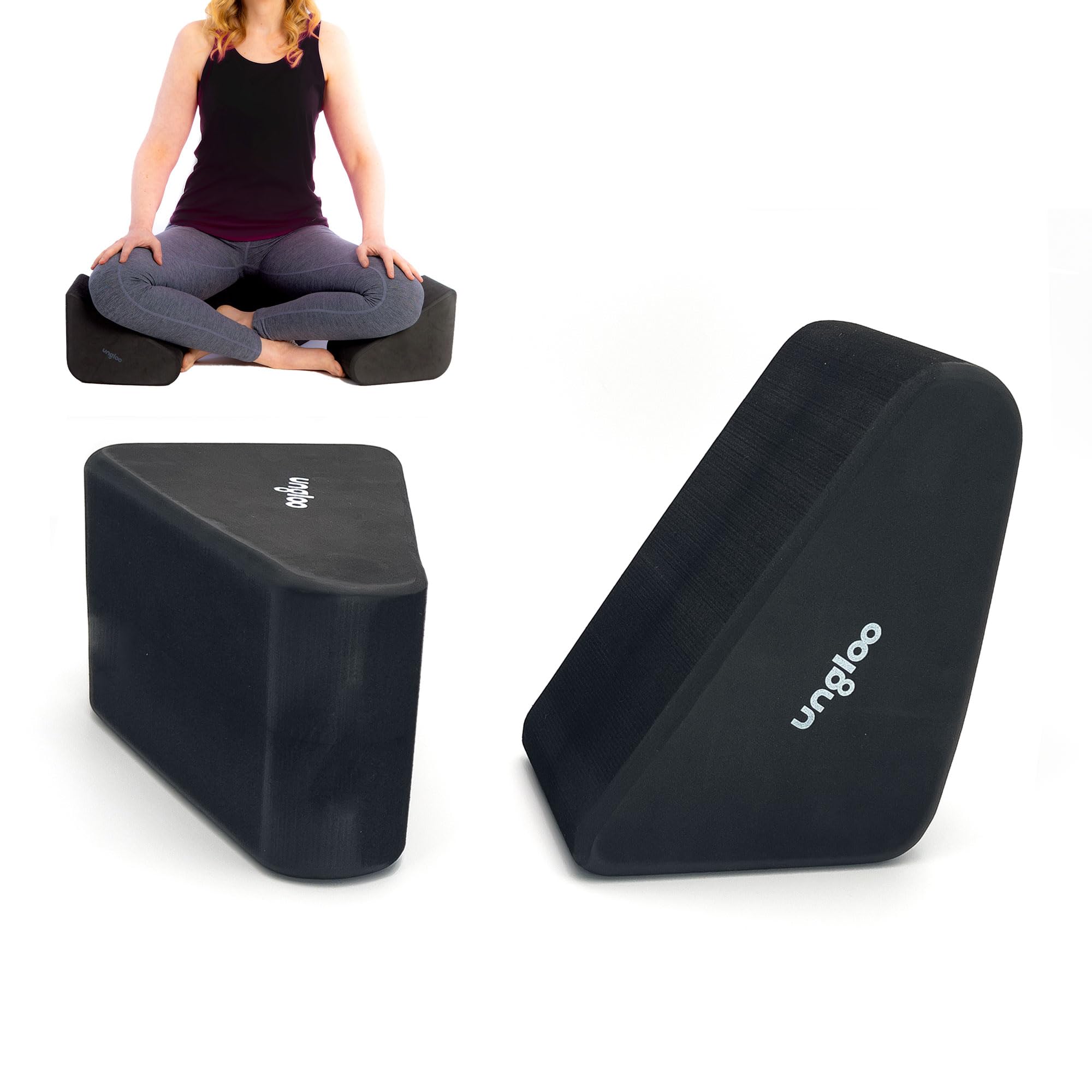 Ungloo Supportive Yoga Block Wedges for Seated Meditation – Elevates Knees, Relieves Hip Pressure, and Supports Comfortable Posture (Black, Medium)