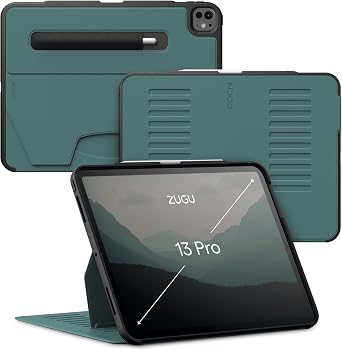 ZUGU Case for iPad Pro 13 inch M4/M5 2024/2025 [Pine] | Ultra Slim Protective Cover, Apple Pencil Holder w/Charging, Convenient 10-Angle Magnetic Stand, Auto Sleep/Wake Function