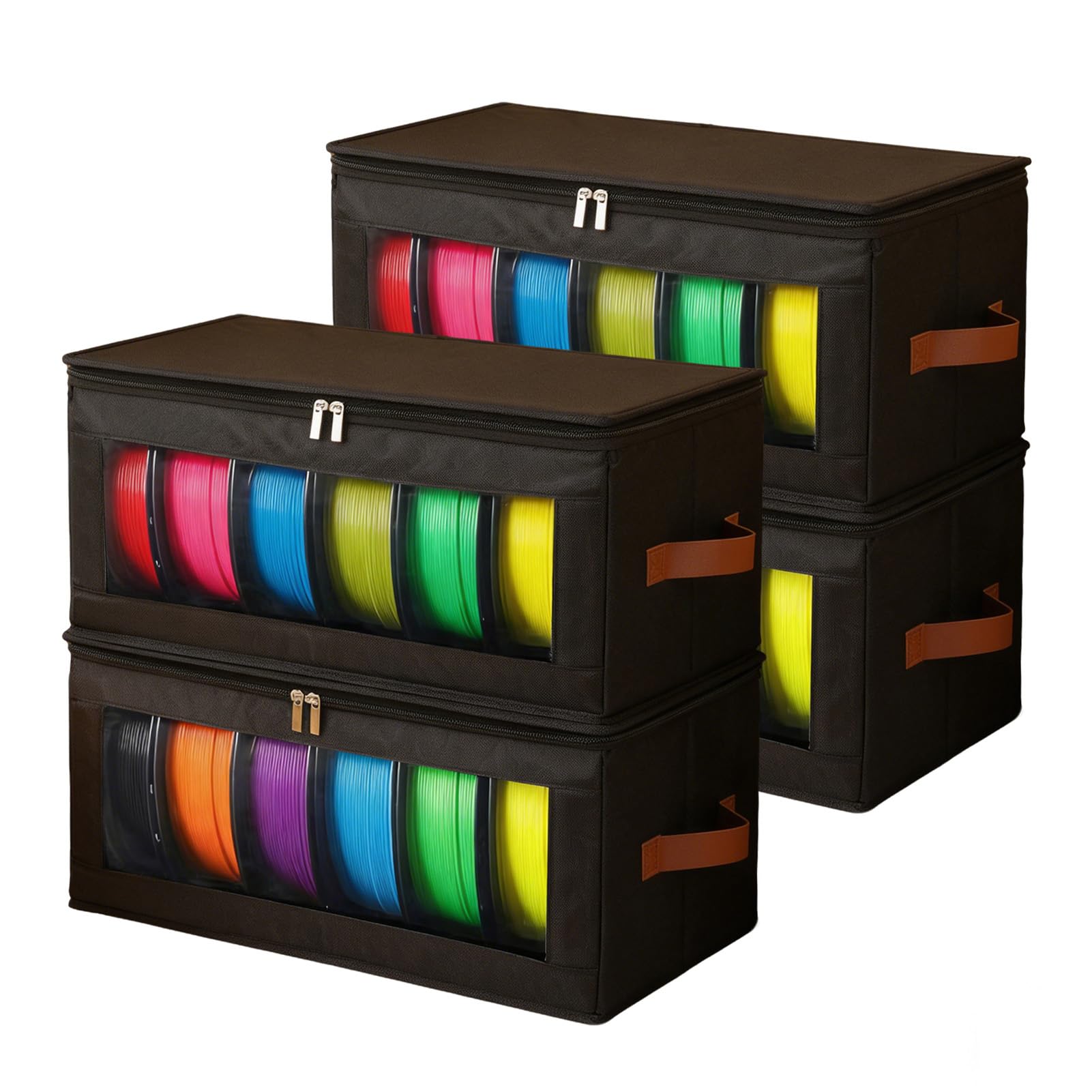 Ejoyous Paquete de 4 Cajas de Almacenamiento de Filamentos de Impresión 3D, Tela Oxford, Plegable, Organizador de Consumibles de Alta Capacidad, con Capacidad para 24 Rollos, para Estudio en Casa,