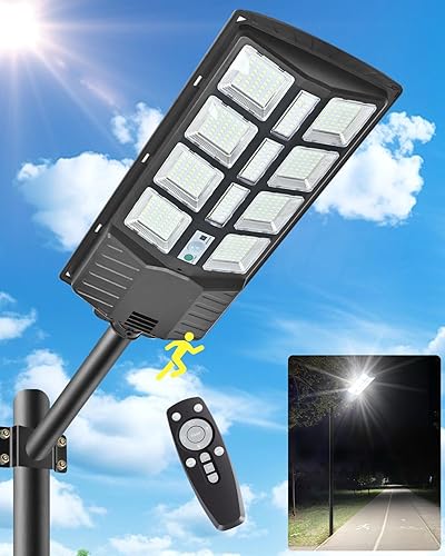 Luces solares de calle de 2000 W para exteriores, 20000 lúmenes, 380 unidades, luces LED de estacionamiento comercial, del atardecer al amanecer,