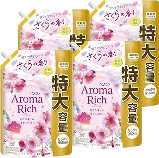 【まとめ買い】ソフランアロマリッチ詰め替え用特大さくらの香り950mL×4個セット