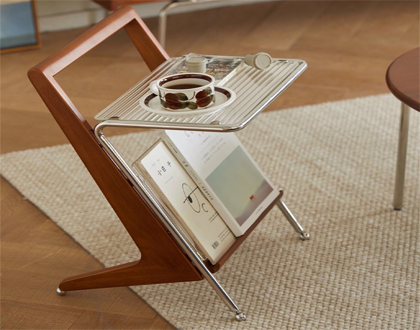 サイドテーブル ステンレス ホワイトガラス サイドテーブル ステンレス