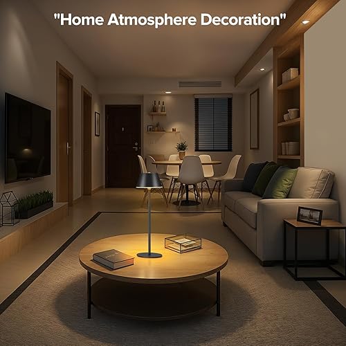 Miniatura 8 de Lámparas de mesa inalámbricas, lámpara LED recargable a batería con 2 alturas ajustables, 3 colores, atenuación continua, control táctil, lámpara de