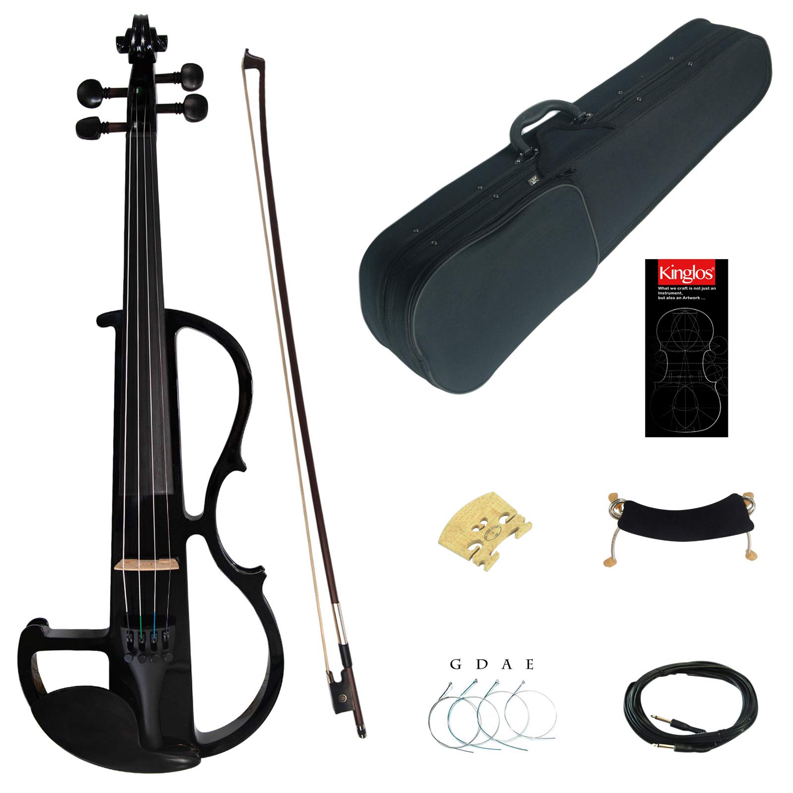 Kinglos. Visual-Art Advanced Electric Violin 4/4 Full Size Ebony Fittings