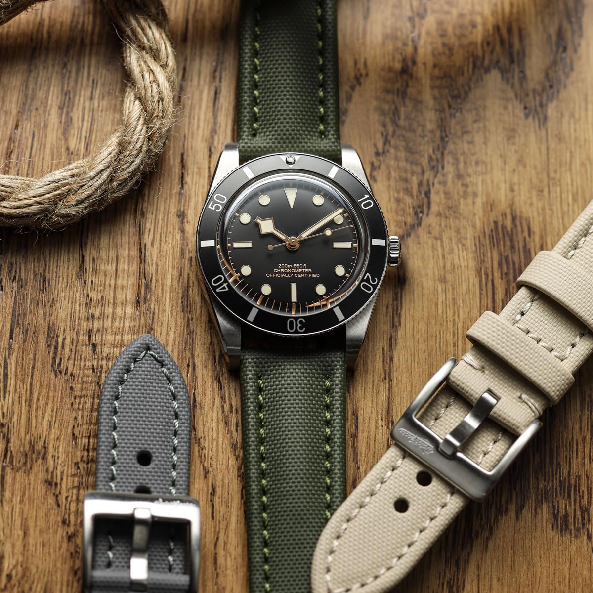 WatchGecko Atlas Sailcloth - Cinturino impermeabile per orologio, barre a molla a sgancio rapido, fibbia in acciaio inox spazzolato, dimensioni 18 mm, 19 mm, 20 mm, 21 mm, 22 mm, 5 colori disponibili