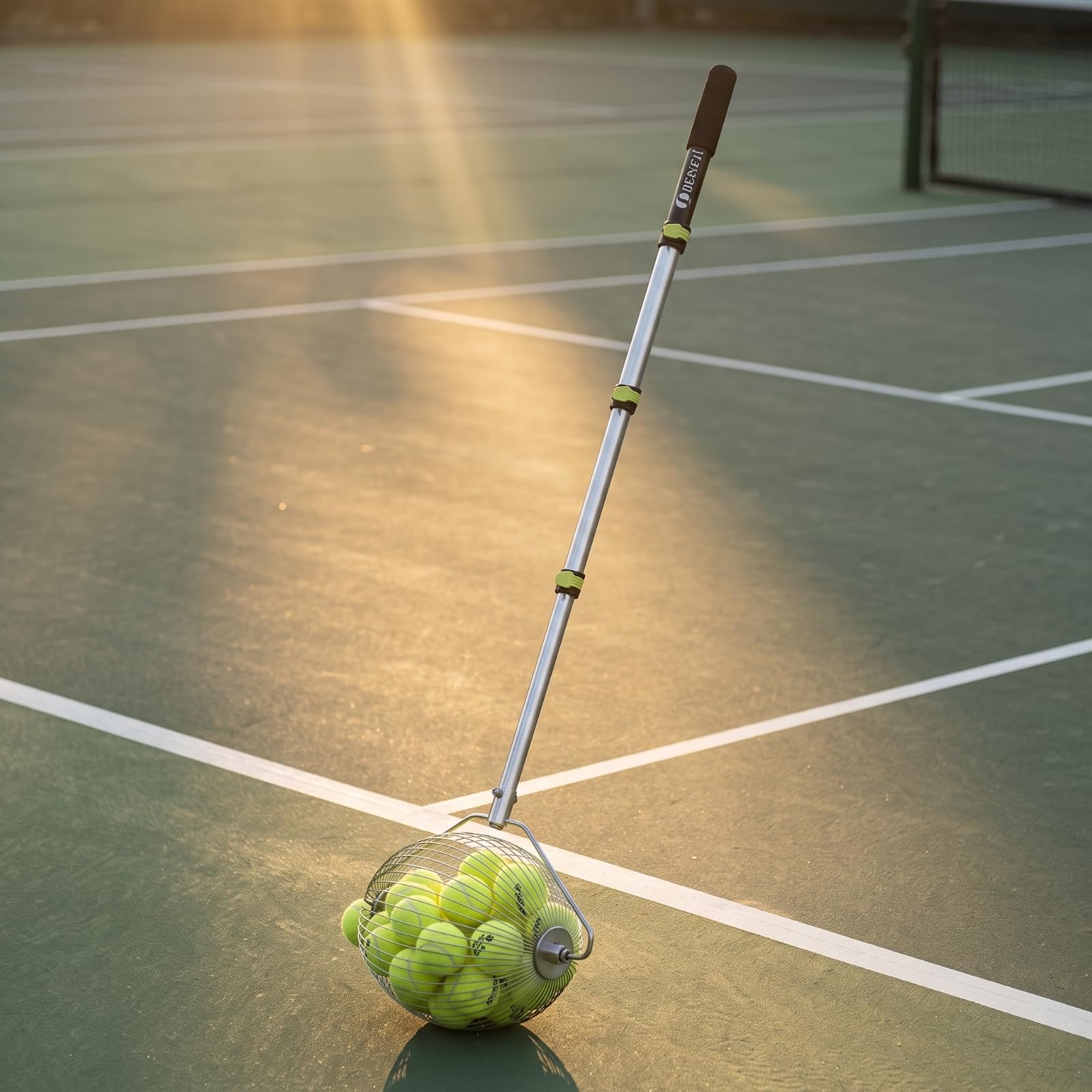 Raccoglitore di Palline da Tennis Ergonomico Tubo Raccoglipalline con Contenitore Pratico Attrezzo