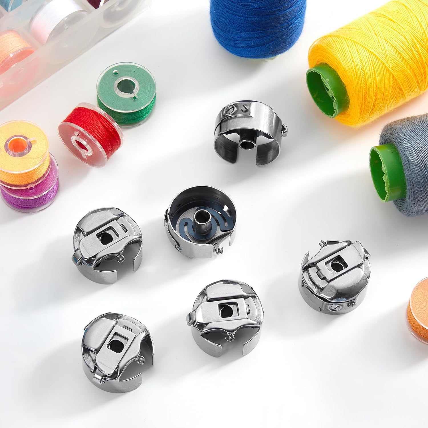 Zhehao 6 Pcs Standard Industrial Small L Size Embroidery Bobbin Cases for Embroidery Sewing Machine, Compatible with Barudan Melco SWF Tajima Ricoma