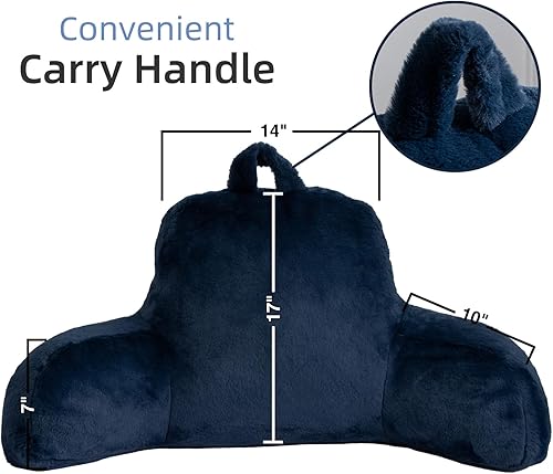 Miniatura 2 de A Nice Night Almohada de lectura de piel sintética con cuña grande para adultos y niños, respaldo con brazos y respaldo para sentarse en la Azul