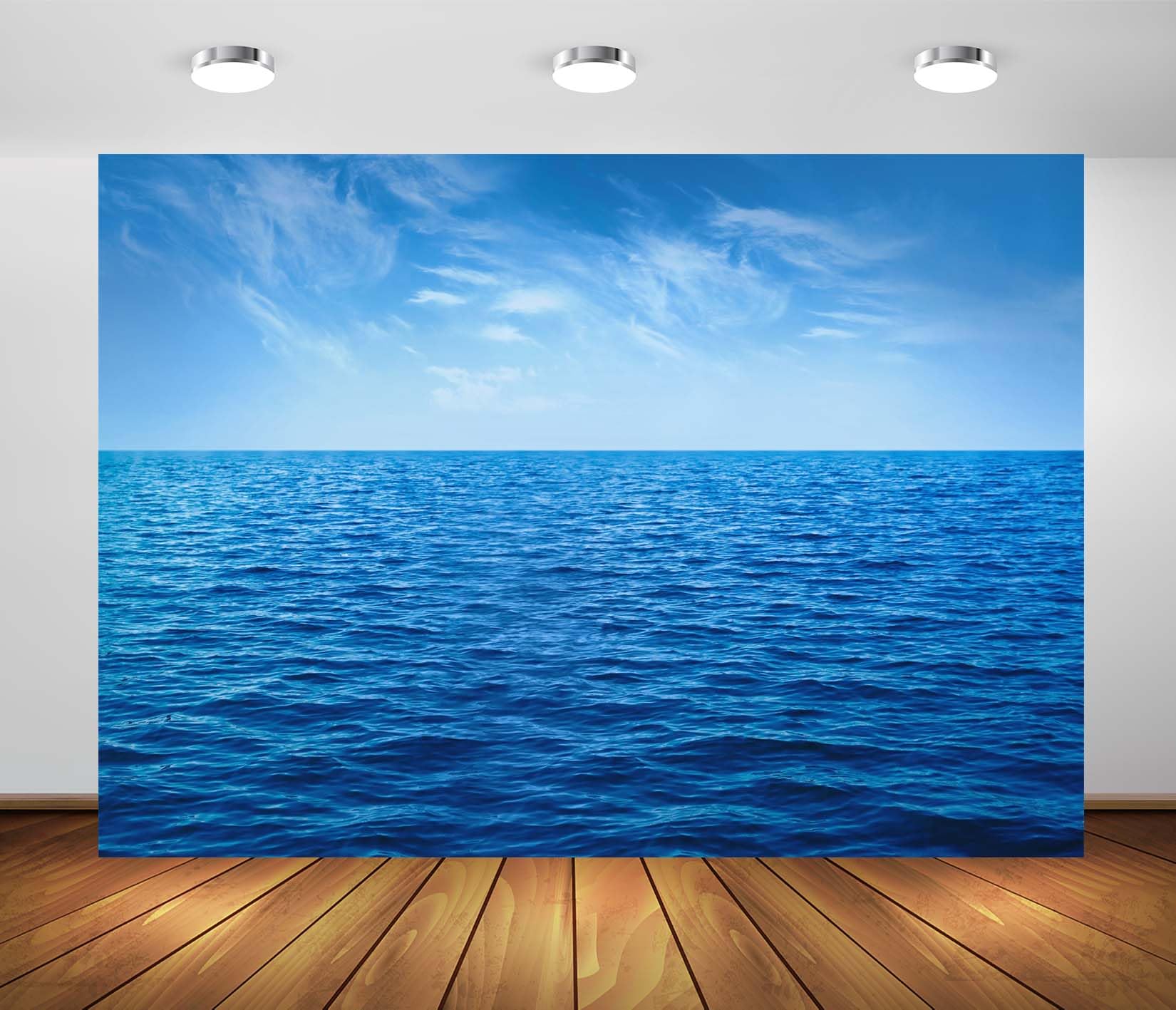 BELECO 3.6x3m Sfondo in tessuto Oceano blu e cielo | Paesaggio marino blu cielo nuvole bianche sfondo decorazione festa oceano decorazione murale accessori studio foto