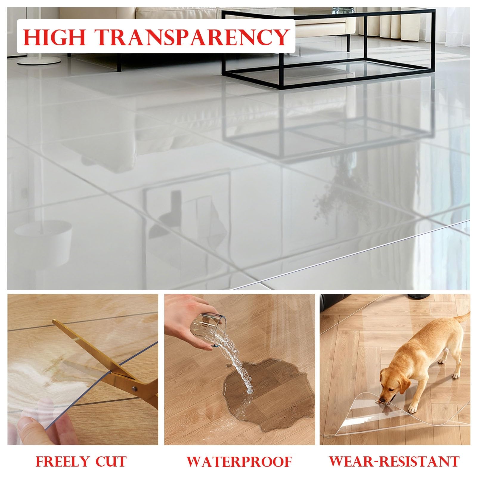 Impermeable Alfombra Protectora Para El Suelo De Mascotas, Espesor 1,5 Mm, Protector De PVC Transparente, Antideslizante, Rectangular, Para Oficina, Parquet, Escritorio O Gaming(70 * 130cm)