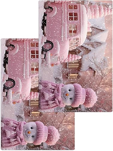 Juego de 2 toallas de cocina de algodón con tejido de gofre, color rosa Merry Christmas de 16 x 24 pulgadas, absorbentes, de secado rápido, para disponible en Yaxa El Salvador