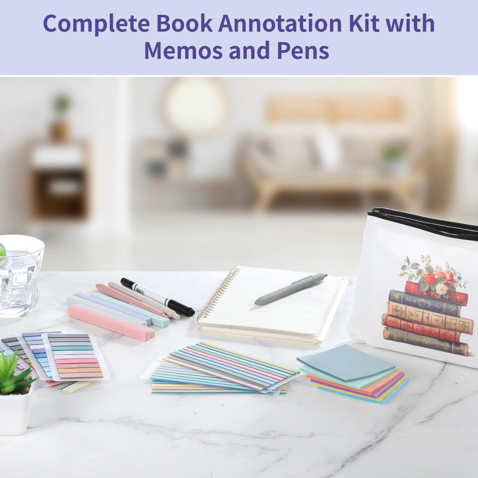 [Buch Notiz Set] 2640 Sticky Tabs, 300 Memo Notes, 11 Gelstifte, 12 Textmarker, 2 Schwarze Marker für Buchliebhaber und Studenten