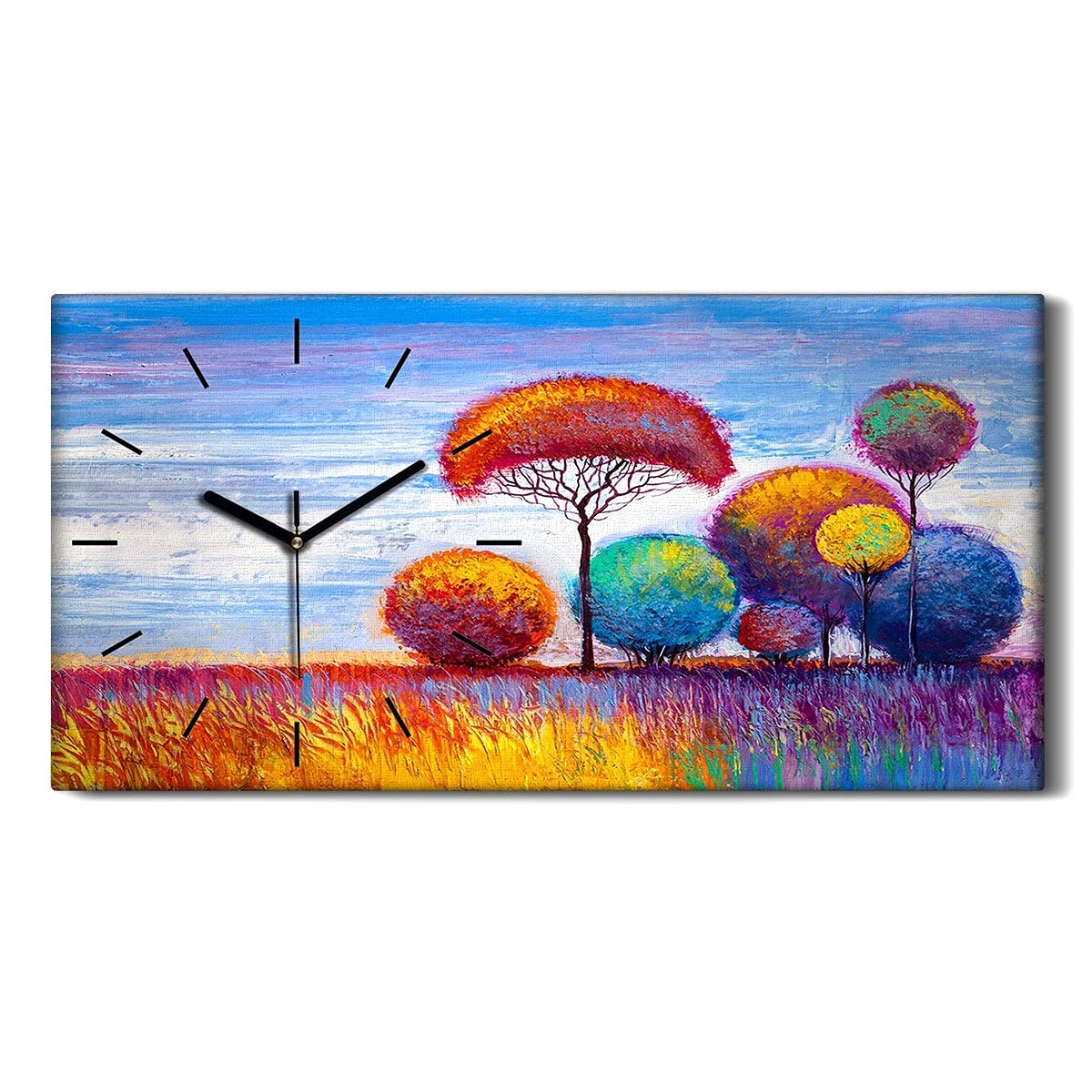 Horloge sur toile sans tic-tac paysage d'automne pour un sommeil paisible