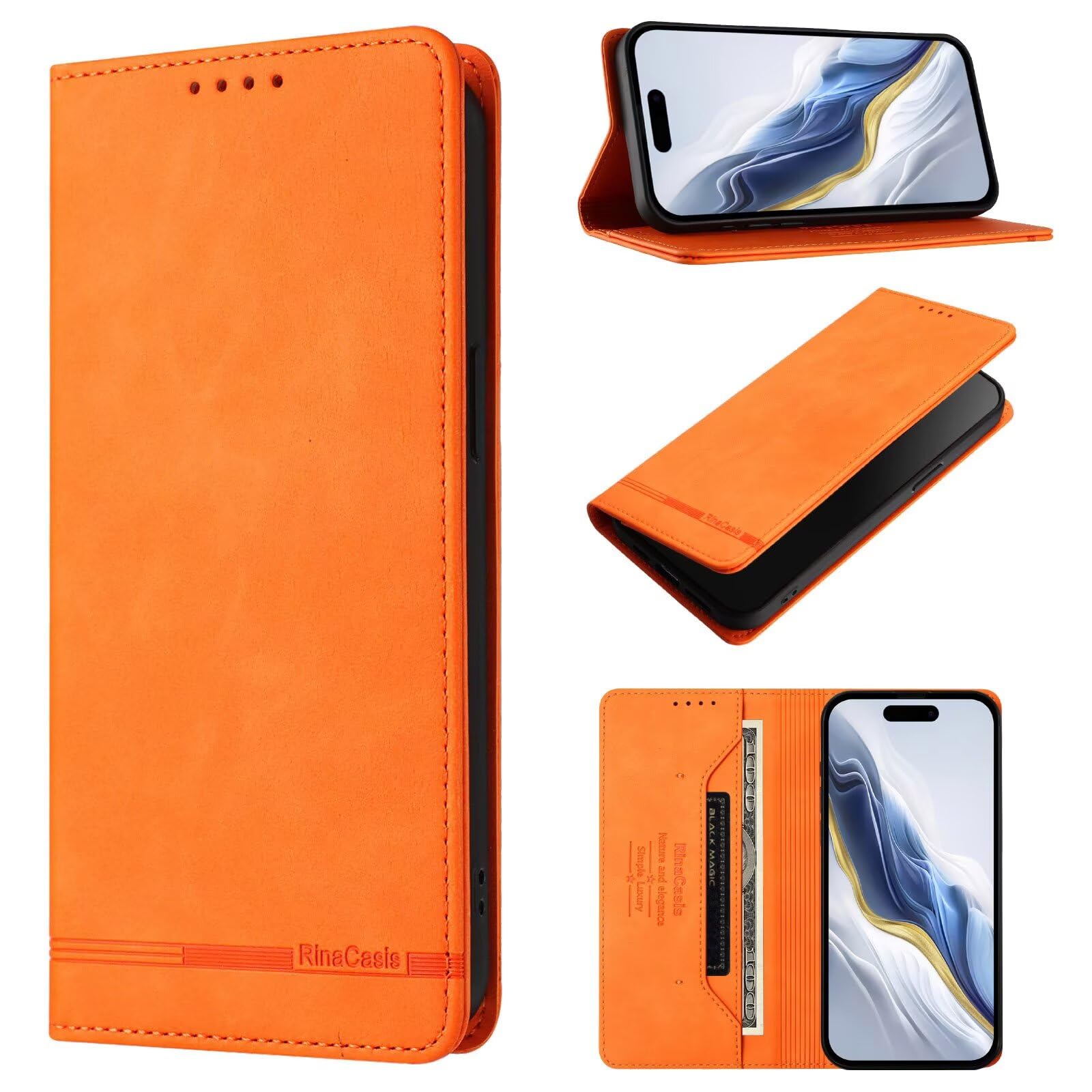 TUUNKMUY Flip Case for Blackview Oscal Flat 1C with Kickstand Card Holder Hidden Magnetic, Fold Premium PU Leather Cover TPU Bumper Wallet Cover for Blackview Oscal Flat 1C,flamingo