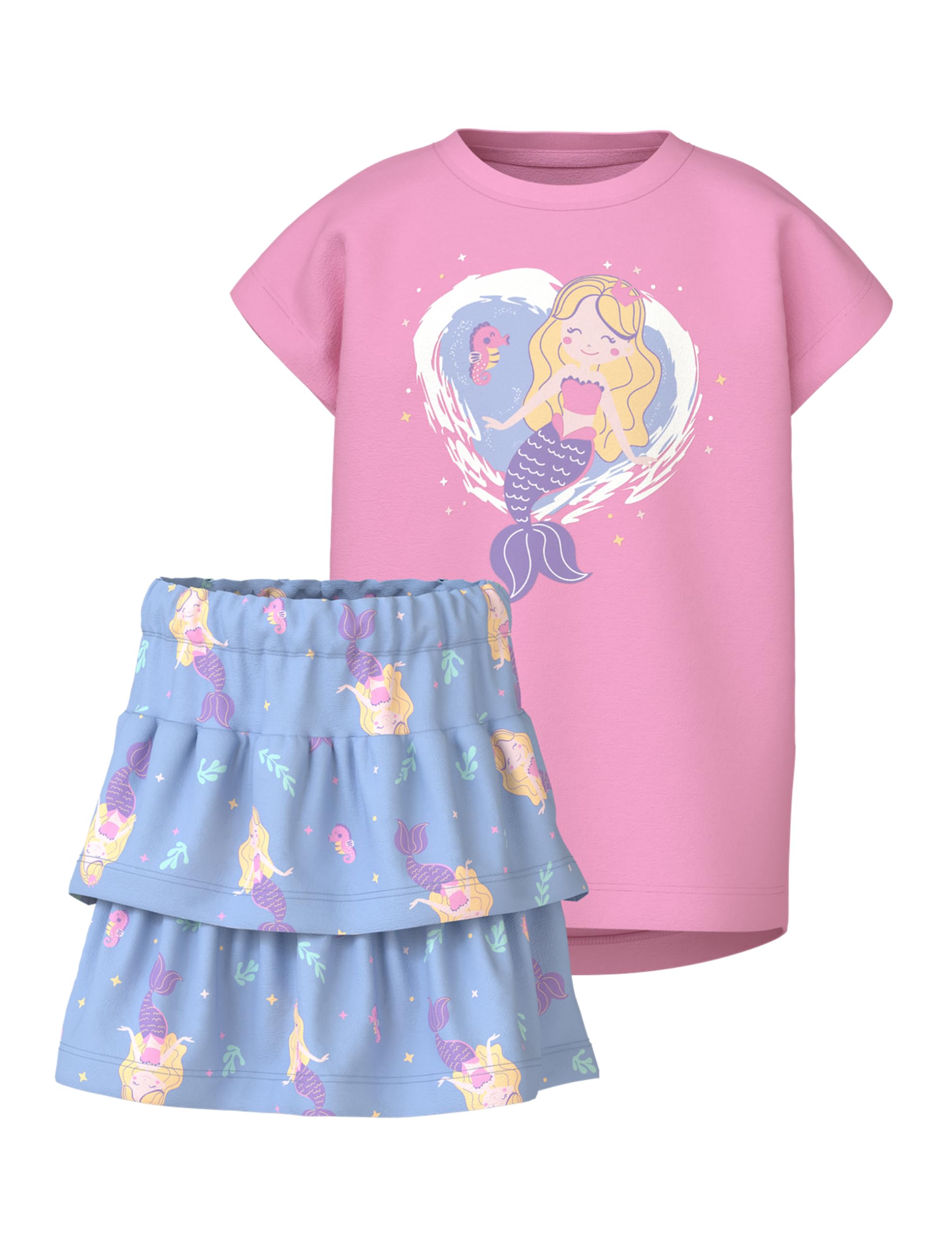 NAME IT Nmfvigea Capsl Top Skirt Shirt Set, Rosa, 110 cm