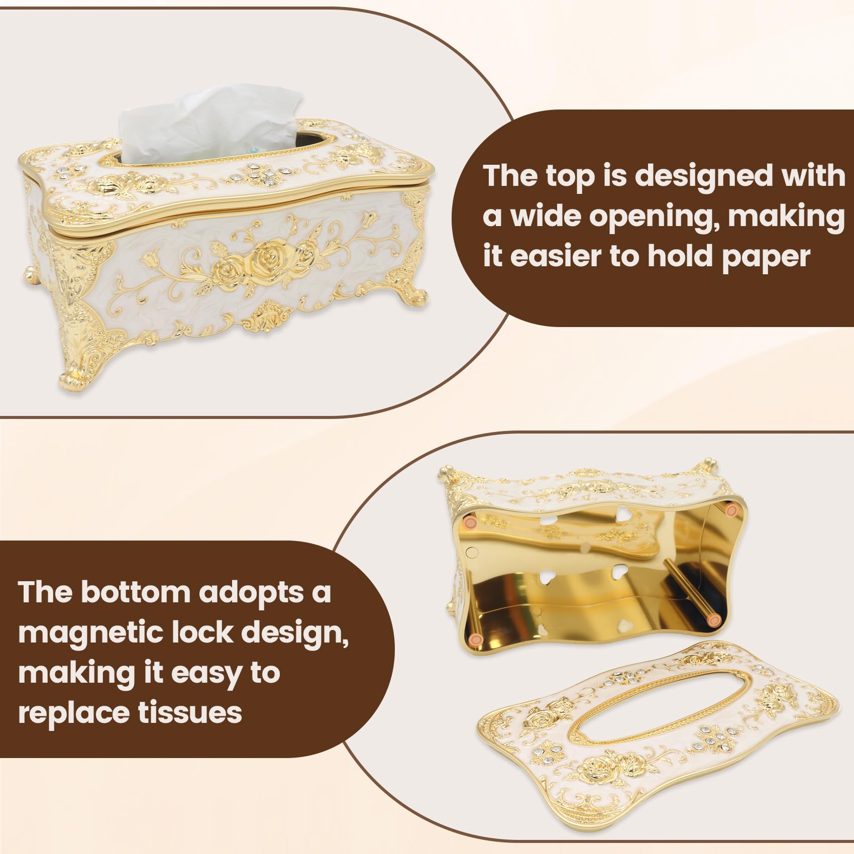 Geesatis Tissue Box Cover, Rectangle Tissue Box Holder,9" L x 5" W x 3.7" H 2