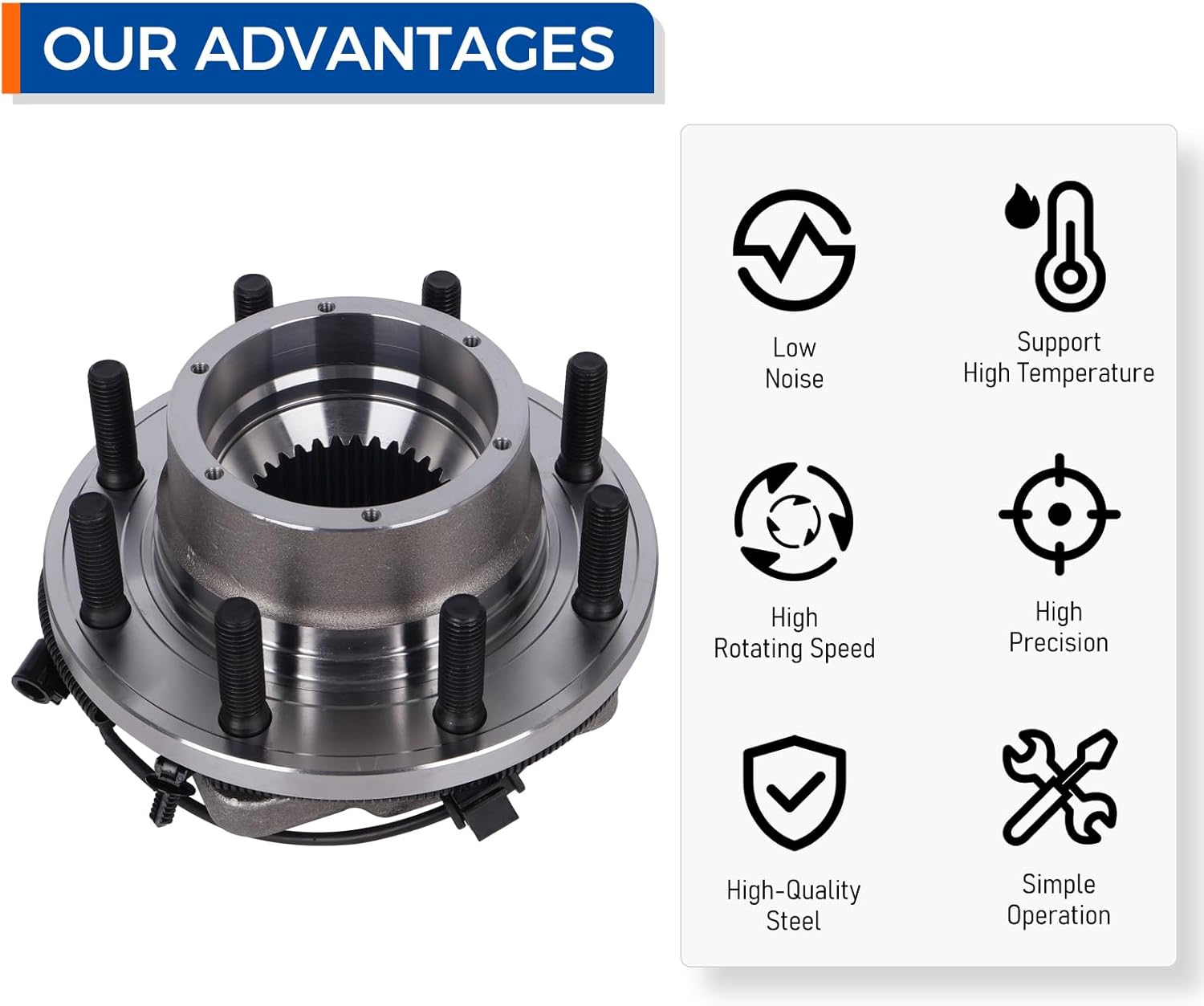 PAROD 515082K 4WD Front Wheel Hub Bearing Assembly Fit for 2005-2009 Ford F-250 Super Duty, 2005-2010 Ford F-350 Super Duty DRW - Image 6