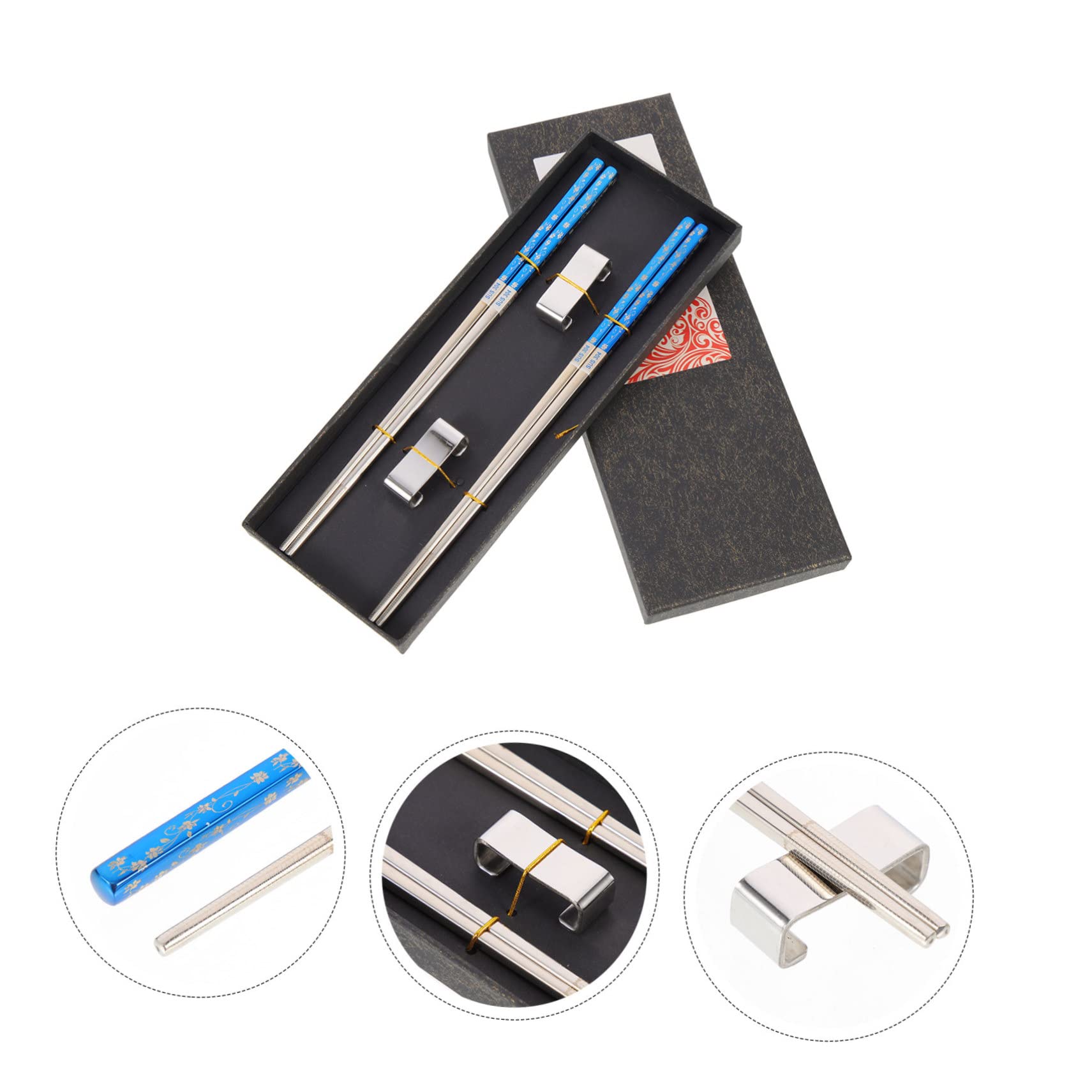 Support de baguettes, support de 3 ensembles, baguettes en acier inoxydable, ensemble d'ustensiles en métal, ensembles de vaisselle carrée, ensemble de couverts en acier inoxydable, repose-cuillère,