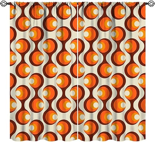 Miniatura 17 de Cortinas estéticas de tablero de ajedrez verde salvia de los años 70, lindas cortinas retro bohemias, abstractas, onduladas, con dobladillo