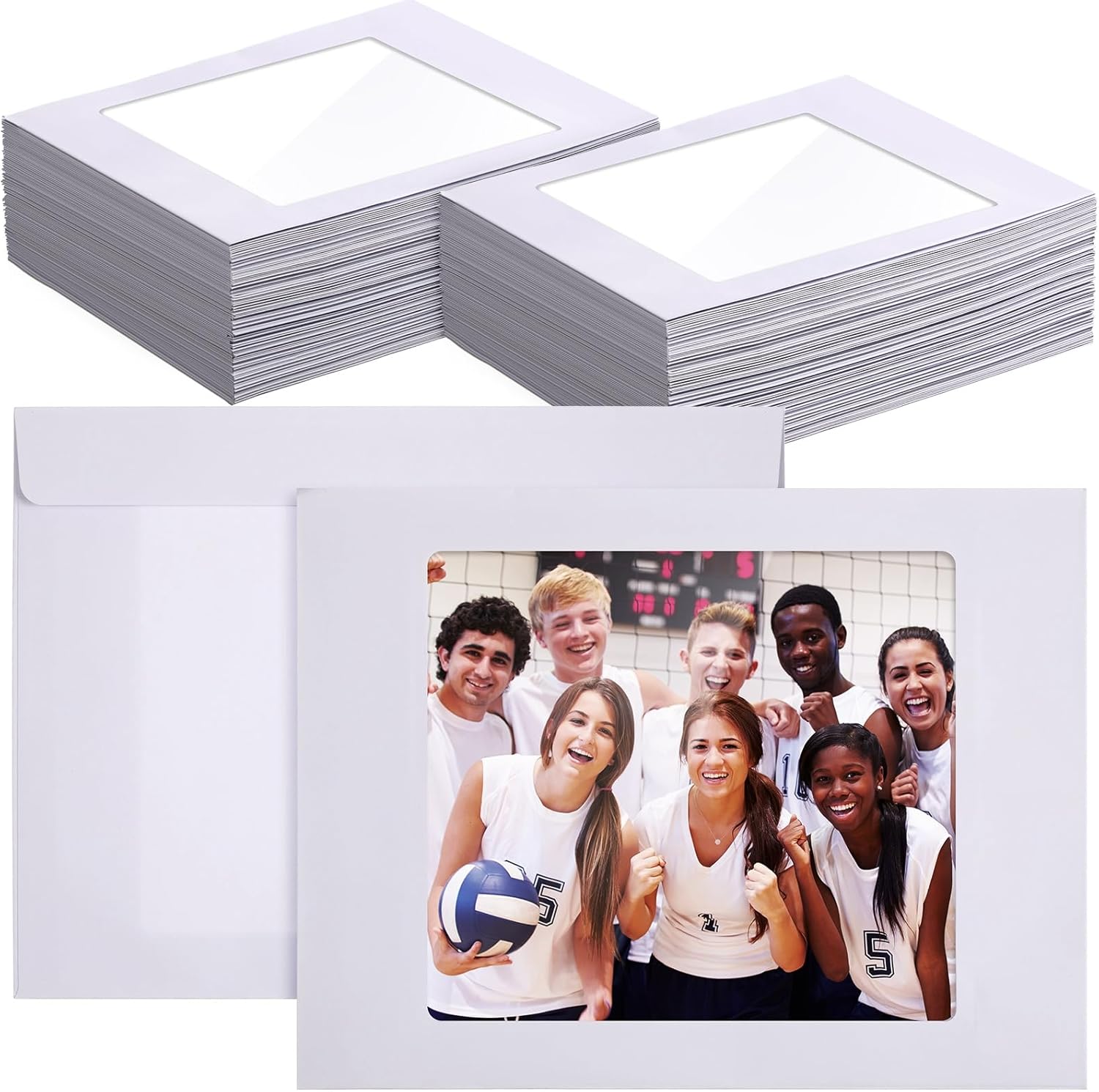 Fainne 100 Pieces Full Face Window Envelopes, 37lb White Photo Mailing Catalog Envelopes with Large Clear Window for Graduation Announcements, Certificates, Documents, Brochures (9 x 12 Inch)